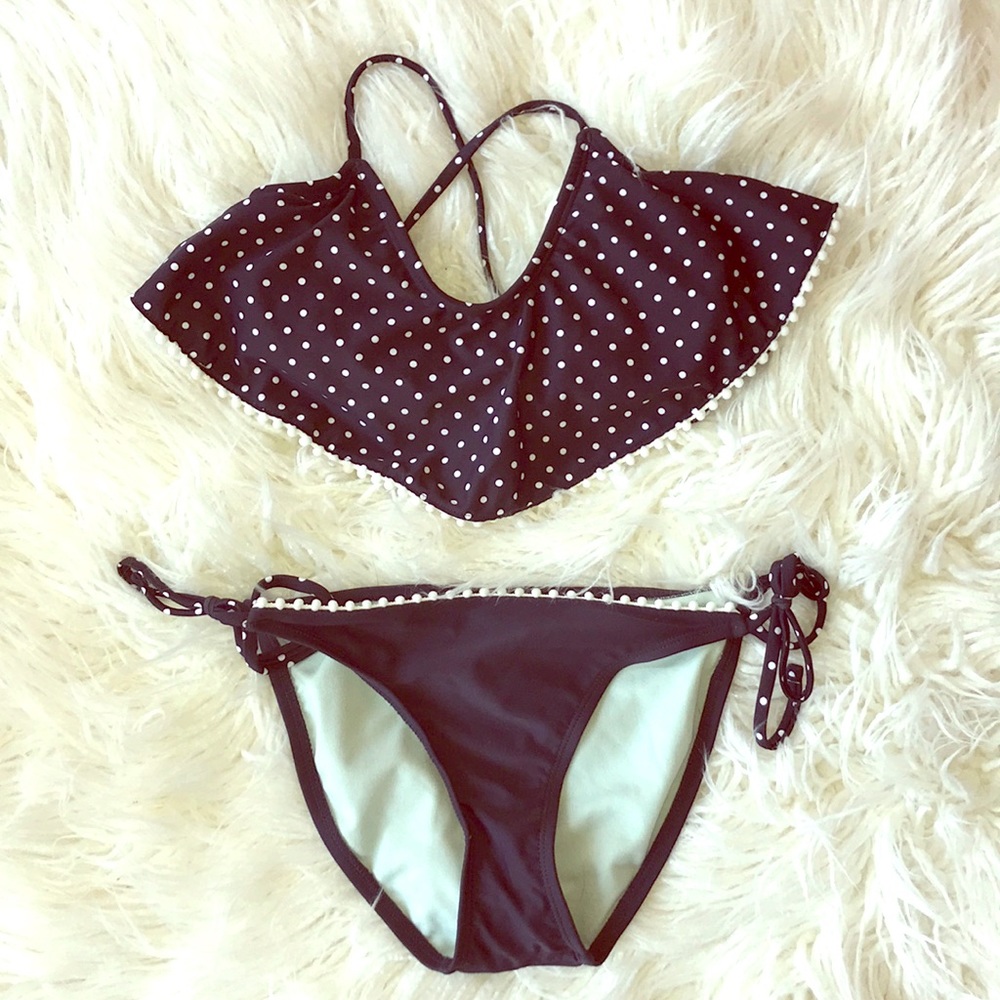 Xhilaration bikini in navy polka dot